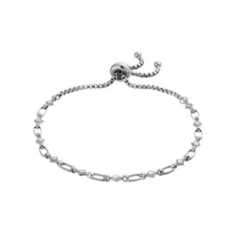 Kristen Kesho Sterling Silver Kite Link Adjustable Bolo Bracelet