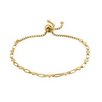 Kristen Kesho Sterling Silver Heart Link Adjustable Bolo Bracelet