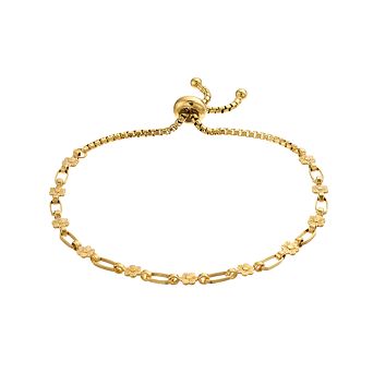 Kristen Kesho Sterling Silver Flower Link Adjustable Bolo Bracelet