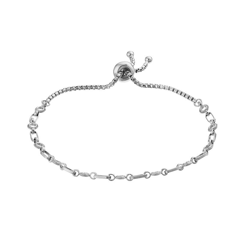 Kristen Kesho Sterling Silver Circle Link Adjustable Bolo Bracelet, Women's, Size: 9.50