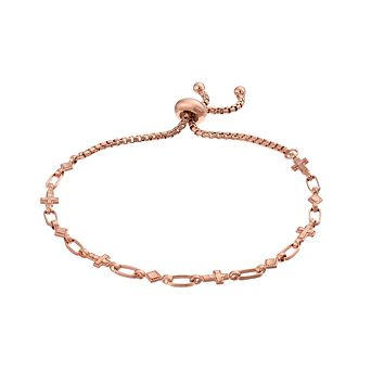 Kristen Kesho Sterling Silver Kite & Cross Link Adjustable Bracelet