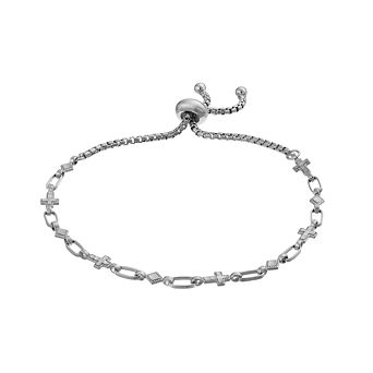 Kristen Kesho Sterling Silver Kite & Cross Link Adjustable Bracelet