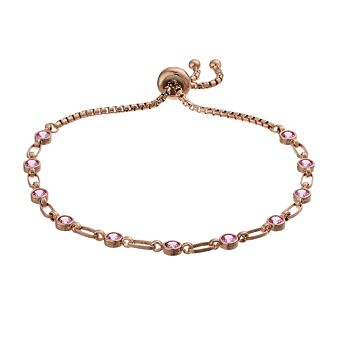 Kristen Kesho Sterling Silver Lab-Created Pink Sapphire Tennis Adjustable Bolo Bracelet