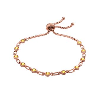 Kristen Kesho Sterling Silver Lab-Created Yellow Sapphire Tennis Adjustable Bolo Bracelet
