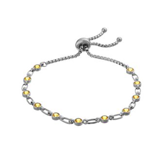 Kristen Kesho Sterling Silver Lab-Created Yellow Sapphire Tennis Adjustable Bolo Bracelet