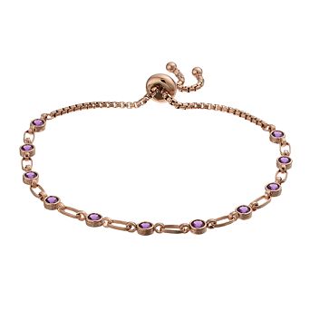 Kristen Kesho Sterling Silver Lab-Created Amethyst Tennis Adjustable Bolo Bracelet