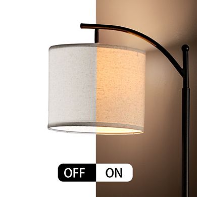 Defong 62 Inch Modern Black Standing Floor Lamp with Linen Shade and Foot Switch