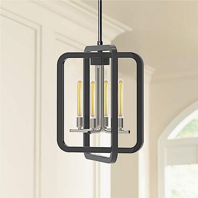 Defong 4-Light Black Pendant Lighting Fixture, Modern Island Light, Foldable Framework Design, Suitable for Your Kitchen, Living Room, Bedroom, and Home Office