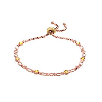 Kristen Kesho Sterling Silver Lab-Created Yellow Sapphire Adjustable Bolo Bracelet