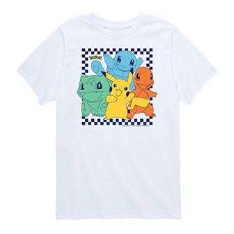 Boys 8-20 Pokemon Group Checker Frame Graphic Tee