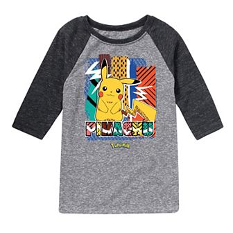 Boys 8-20 Pokemon Pikachu Summer Raglan Graphic Tee