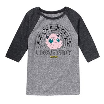 Boys 8-20 Pokemon Jigglypuff Music Raglan Graphic Tee