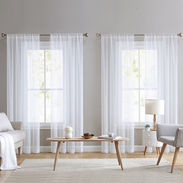 Laura Ashley Curtains Sheer Parker Set of 4 Window Curtain Panels