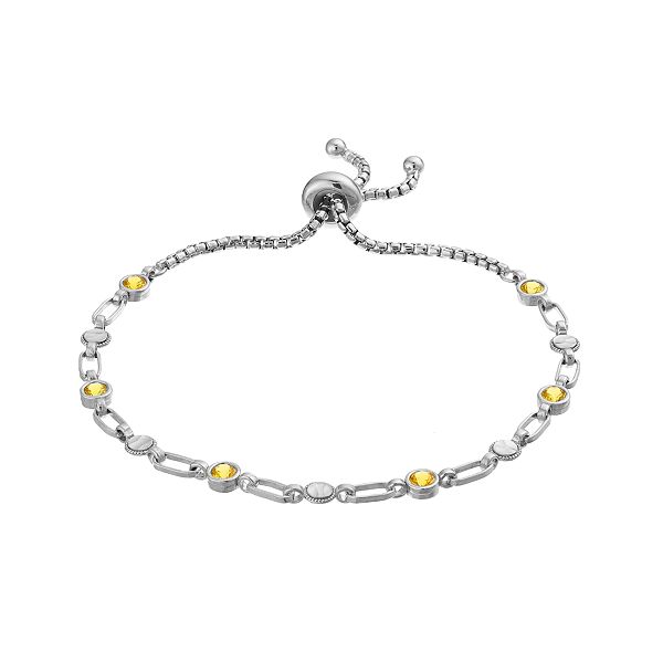 Kristen Kesho Sterling Silver Lab-Created Yellow Sapphire & Round Link ...