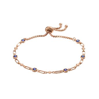 Kristen Kesho Sterling Silver Lab-Created Sapphire & Kite Link Adjustable Bolo Bracelet