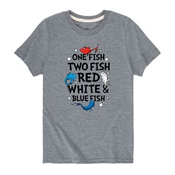 Boys 8-20 Dr. Seuss Red White Blue Fish Graphic Tee