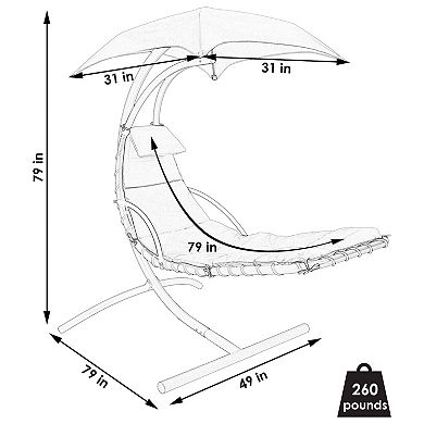 Sunnydaze Floating Chaise Lounge Chair with Canopy and Arc Stand