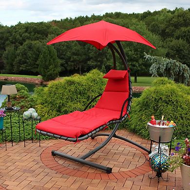 Sunnydaze Floating Chaise Lounger Chair with Canopy - Teal - 79-Inch