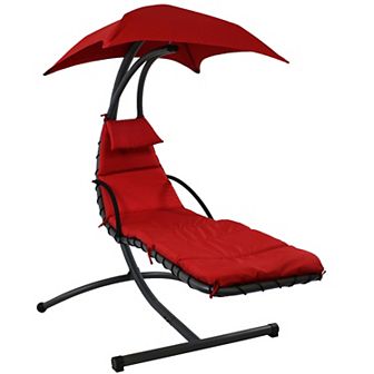 Sunnydaze Floating Chaise Lounge Chair with Canopy and Arc Stand