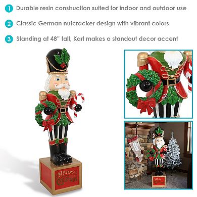 Sunnydaze Karl Indoor And Outdoor Christmas Nutcracker Statue - 48 In