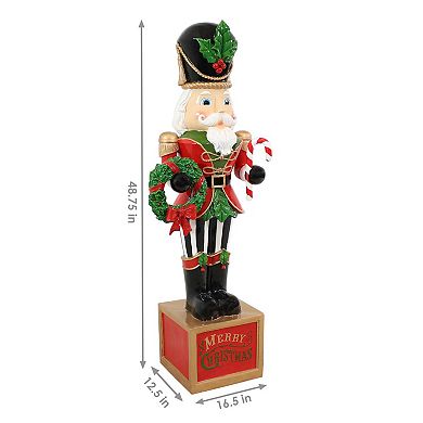 Sunnydaze Karl Indoor And Outdoor Christmas Nutcracker Statue - 48 In