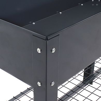 Sunnydaze Galvanized Steel Raised Bed with Mesh Shelf - Set of 2