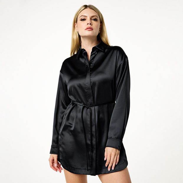 Women's INTEMPO Oversized Satin Tunic Shirt