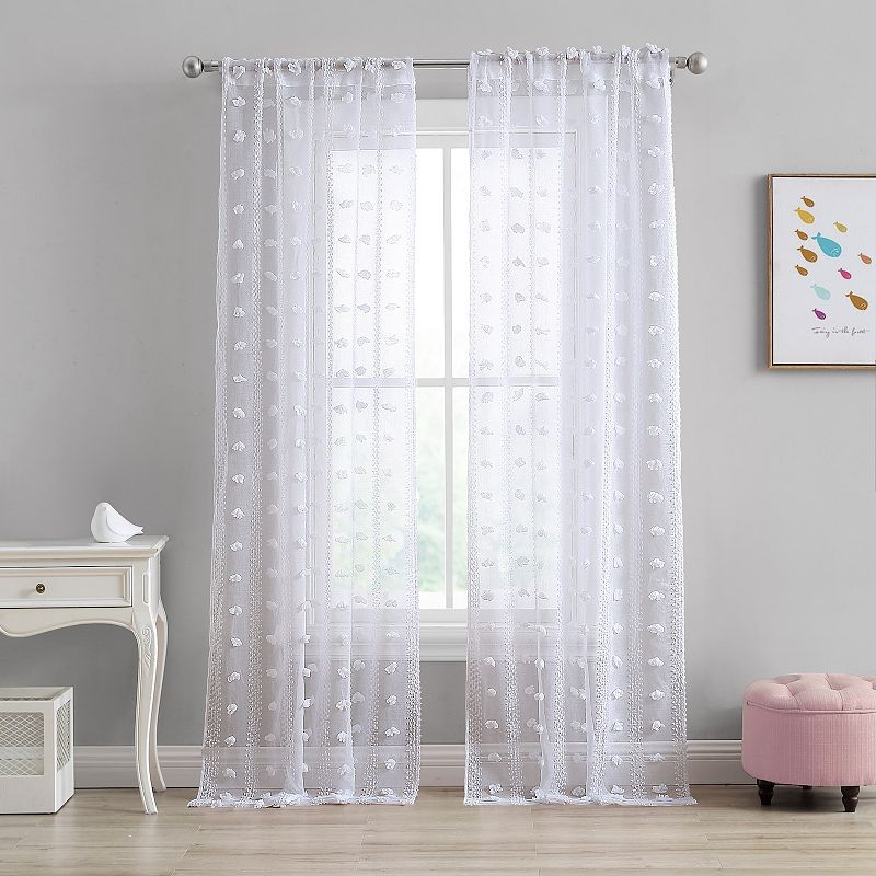 Laura Ashley Curtains Sheer Set of 2 Drizzle Window Curtain Panels, White, 