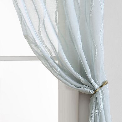 Laura Ashley Curtains Sheer Set of 2 Wavy Window Curtain Panels