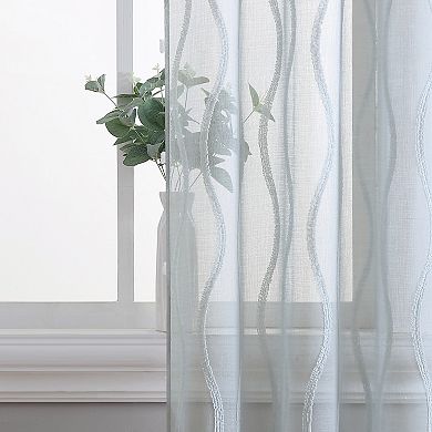 Laura Ashley Curtains Sheer Set of 2 Wavy Window Curtain Panels