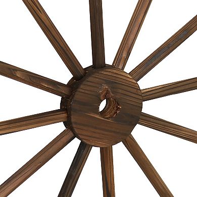 Sunnydaze Wagon Wheel Indoor/Outdoor Statue - 29 in - Natural