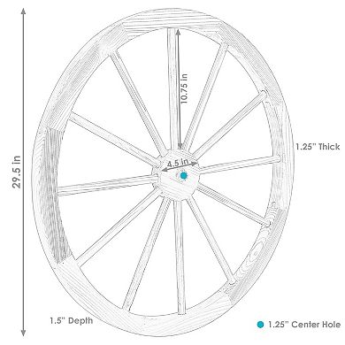 Sunnydaze Wagon Wheel Indoor/Outdoor Statue - 29 in