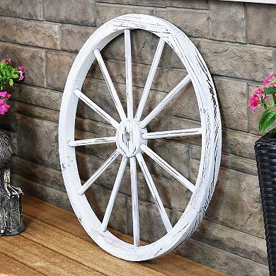Sunnydaze Wagon Wheel Indoor/Outdoor Statue - 29 in