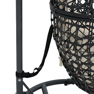 Sunnydaze Resin Wicker Basket Egg Chair with Steel Stand/Cushions