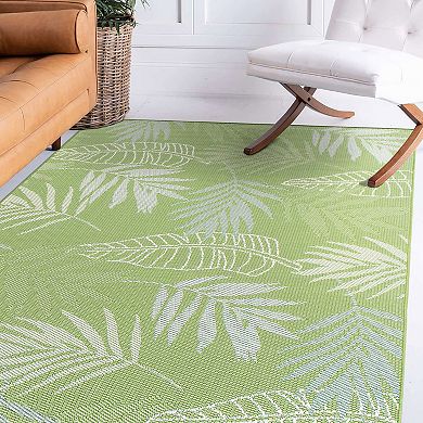 World Rug Gallery Contemporary Floral Leaves Indoor/Outdoor Waterproof Patio Area Rug