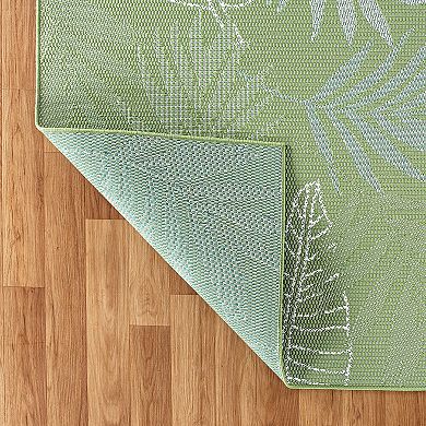 World Rug Gallery Contemporary Floral Leaves Indoor/Outdoor Waterproof Patio Area Rug