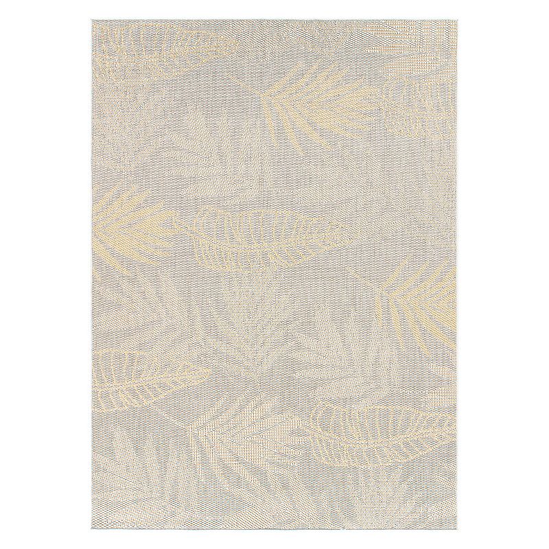 World Rug Gallery Contemporary Floral Leaves Indoor/Outdoor Waterproof Patio Area Rug, Yellow, 8X10 Ft
