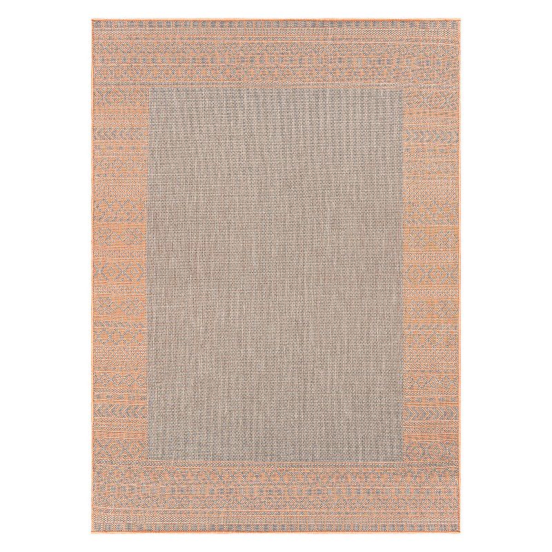 World Rug Gallery Bohemian Bordered Indoor/Outdoor Waterproof Patio Area Rug, Orange, 8X10 Ft