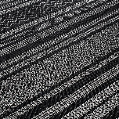 World Rug Gallery Contemporary Bohemain Stripes Indoor/Outdoor Waterproof Patio Area Rug