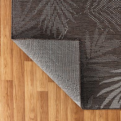World Rug Gallery Contemporary Tropical Leaves Indoor/Outdoor ...