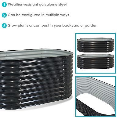 Sunnydaze Galvalume Steel Rectangle Raised Garden Bed - Dark Gray - 62.5 in