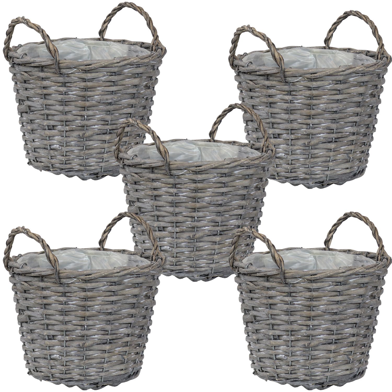 Farmlyn Creek Black Plastic Baskets with Handles for Bathroom, Laundry Room, Closet Organization (4 Pack)