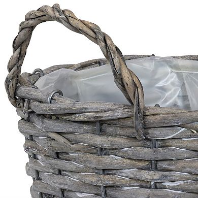 Sunnydaze 8 in Rattan Wicker Basket Planters with Handles/Lining - Set of 5