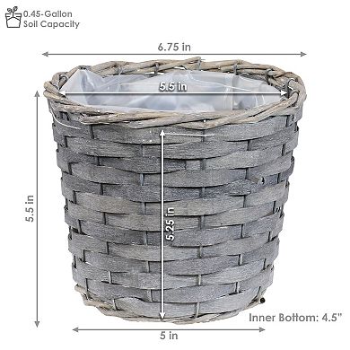 Sunnydaze 6.75 in Rattan Wicker Basket Planters with Lining - Set of 5