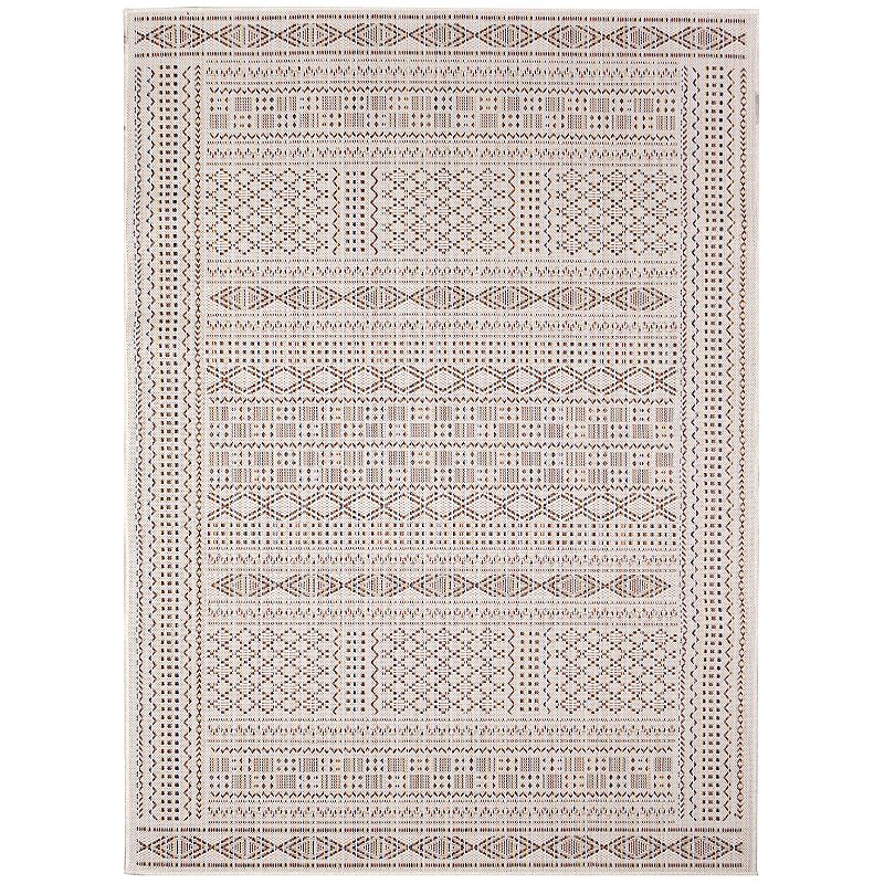 Liora Manne Avena Panel Stripe Indoor Outdoor Rug, White, 6.5X9 Ft