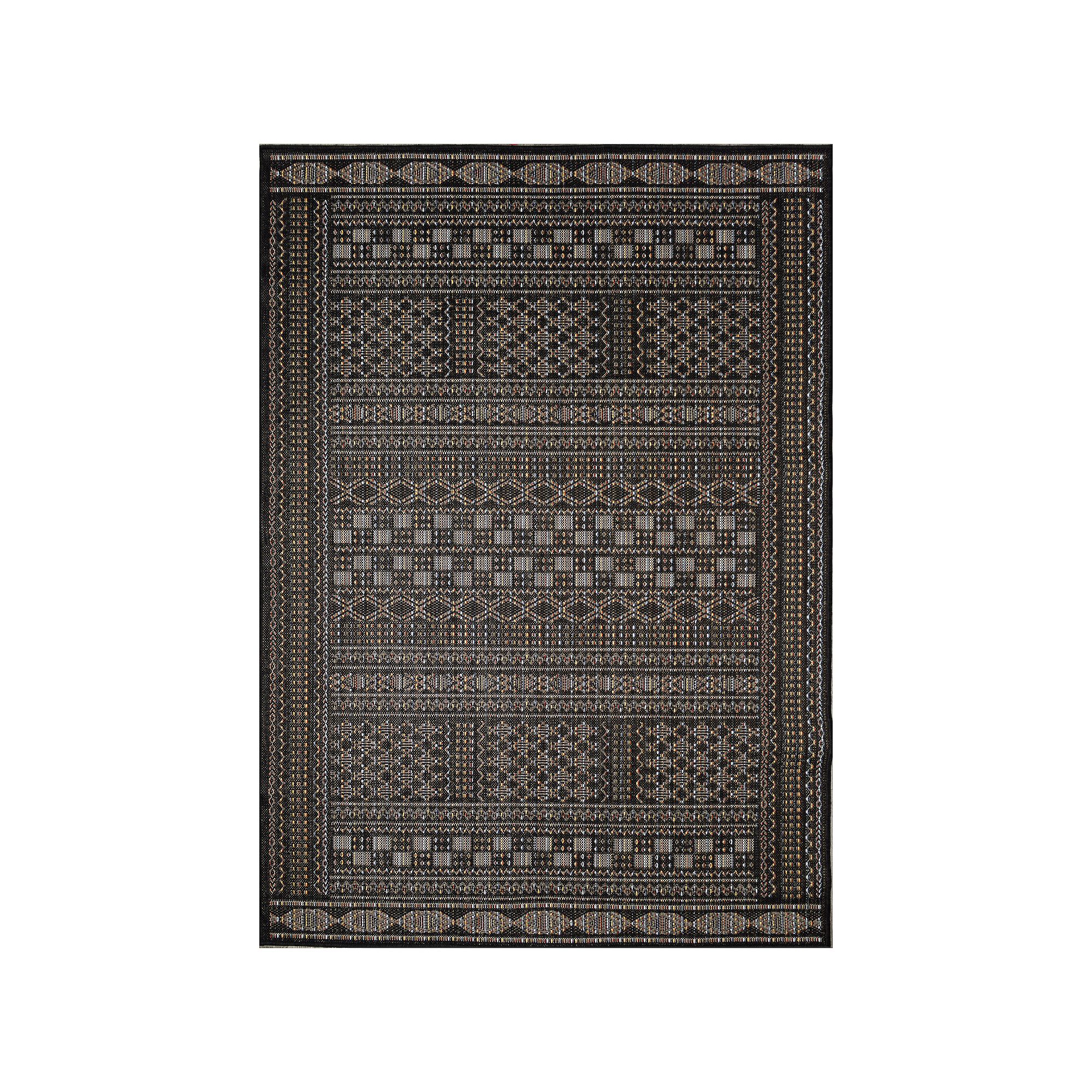 Liora Manne Avena Panel Stripe Indoor Outdoor Rug, Black