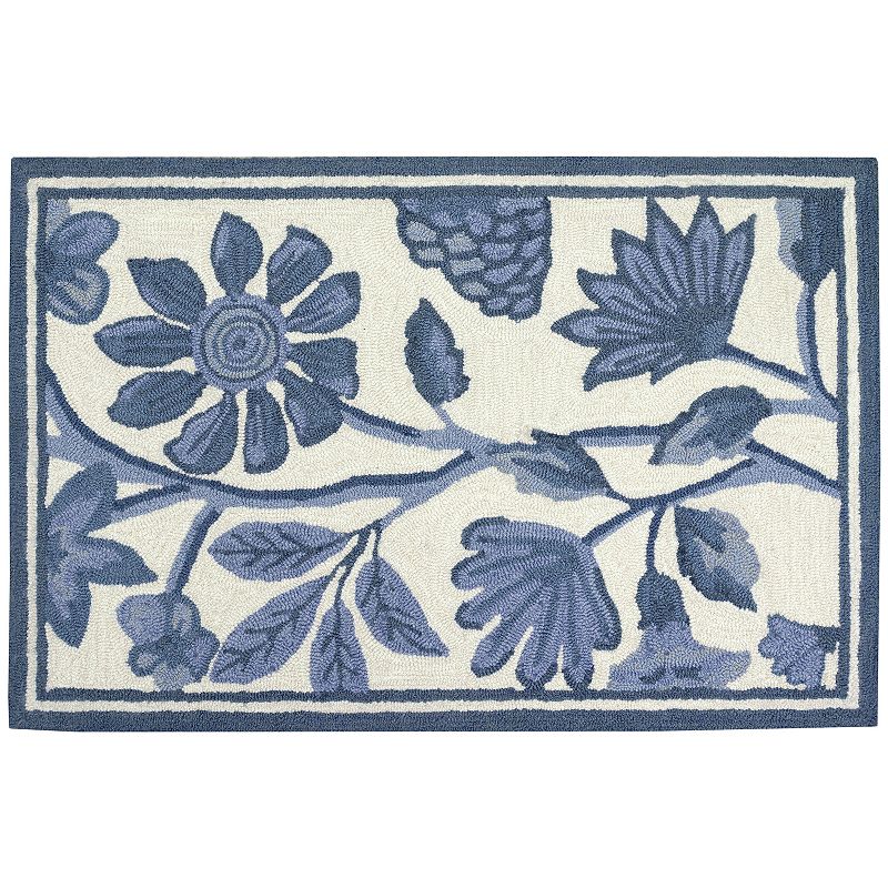 Liora Manne Capri Floral Vine Indoor Outdoor Rug, Blue, 7.5X9.5 Ft