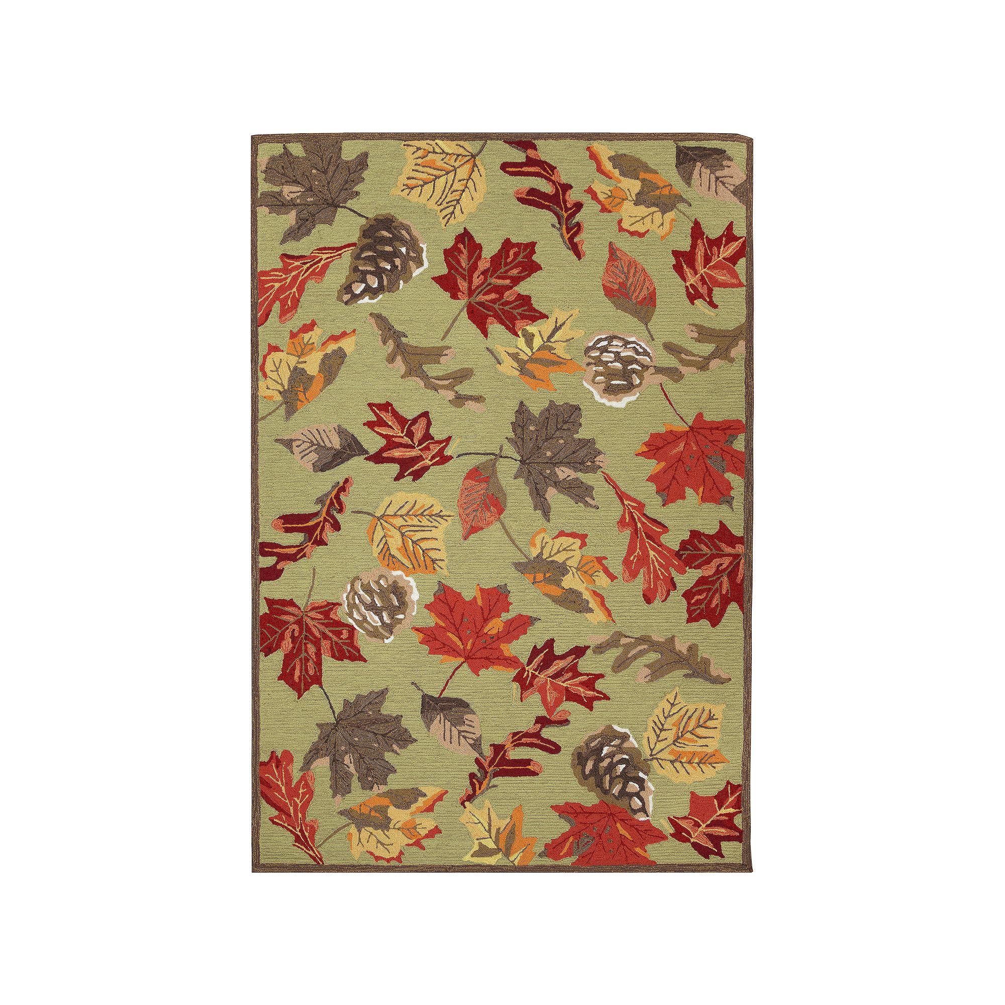 Liora Manne Ravella Falling Leaves Indoor Outdoor Rug, Green