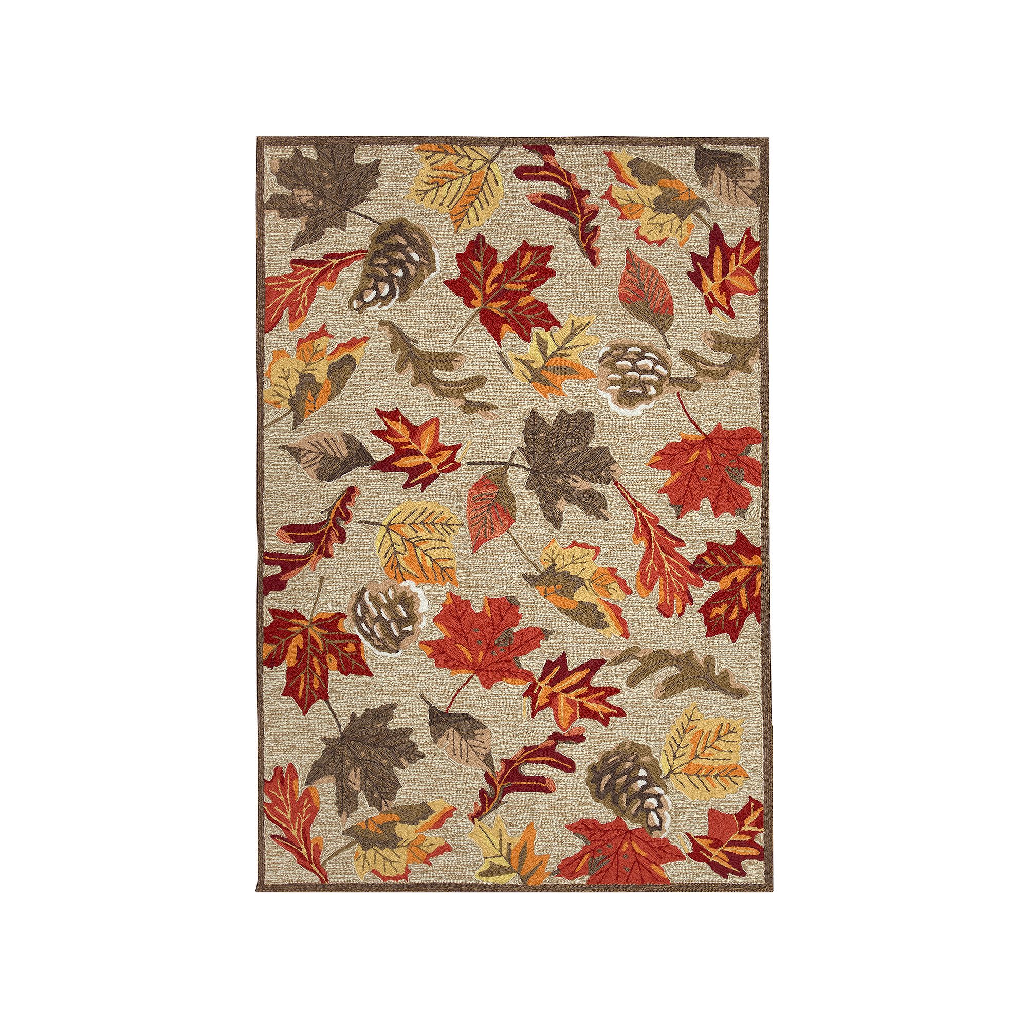 Liora Manne Ravella Falling Leaves Indoor Outdoor Rug, Neutral