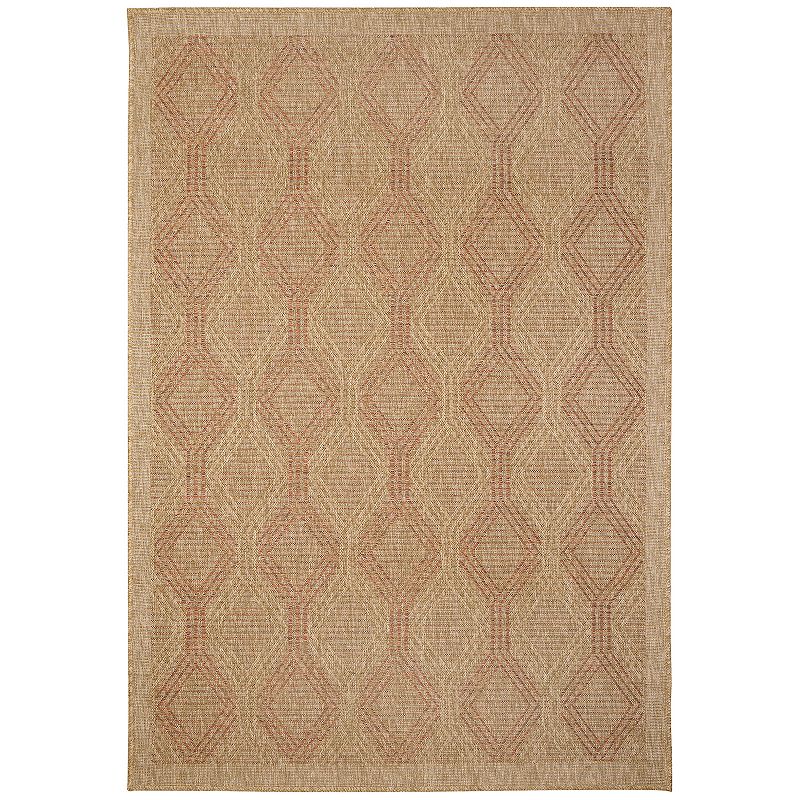 Liora Manne Sahara Links Indoor Outdoor Rug, Orange, 8Ft Sq